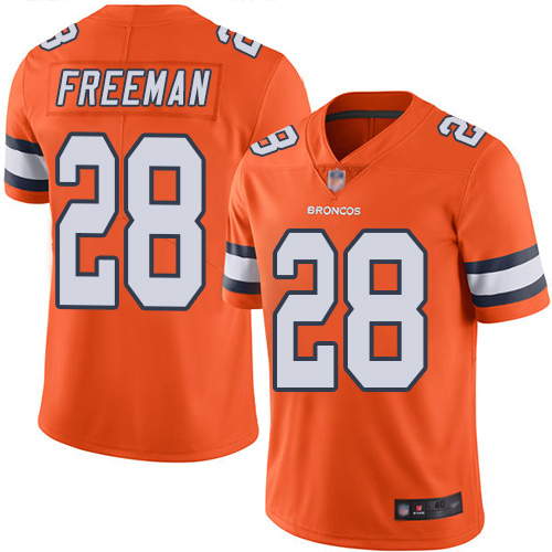 Men Denver Broncos #28 Royce Freeman Limited Orange Rush Vapor Untouchable Football NFL Jersey